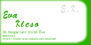 eva klcso business card
